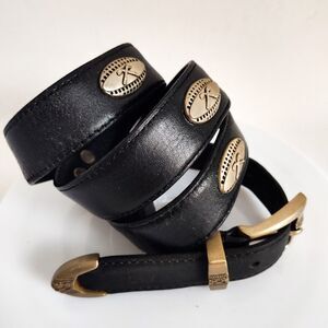 Vintage Men's Golf Clubs Black Leather Silver Concho Belt Waist 37"-42" Size 40